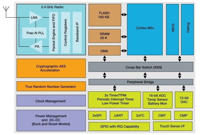 Kinetis<sup>&#174;</sup> W Series KW20Z MCUs Block Diagram