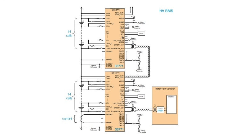  MC33771 and MC33664 High-Voltage Battery Management System