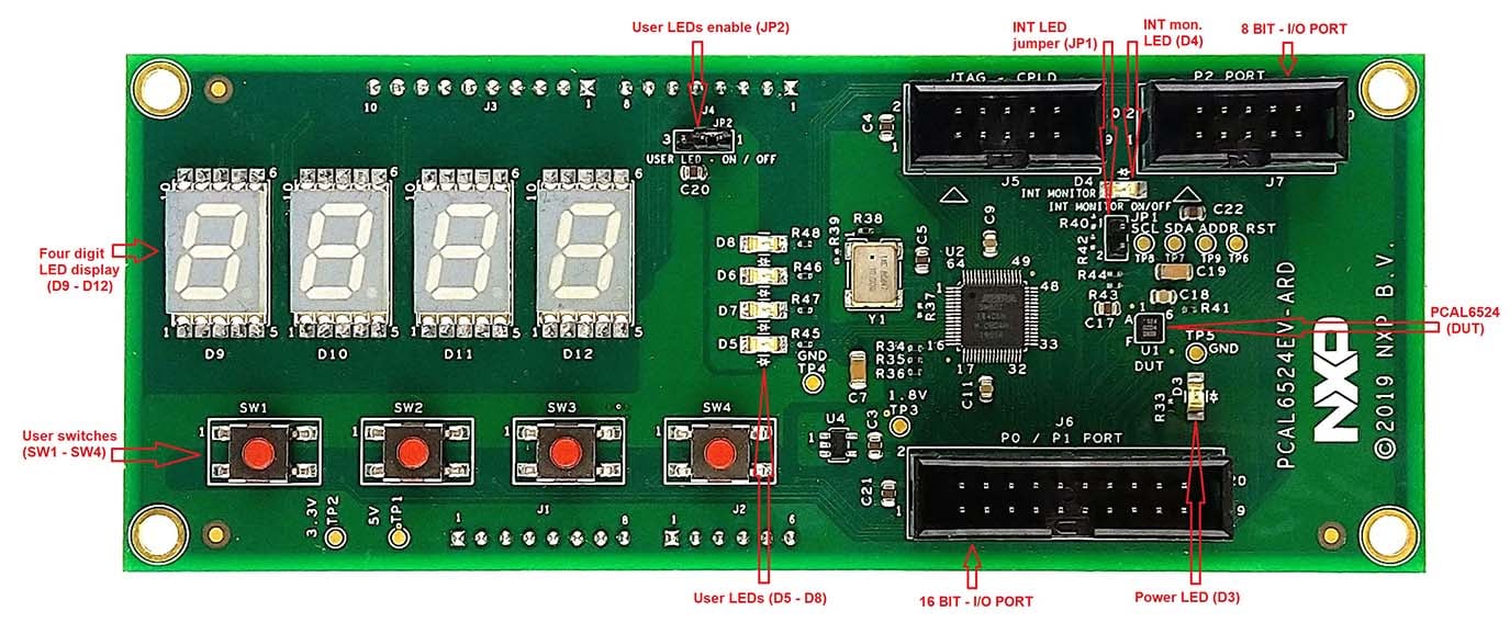 Overview of the PCAL6524EV-ARD board