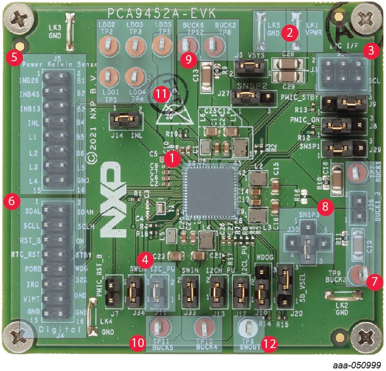 Evaluation Board Featured Component Locations