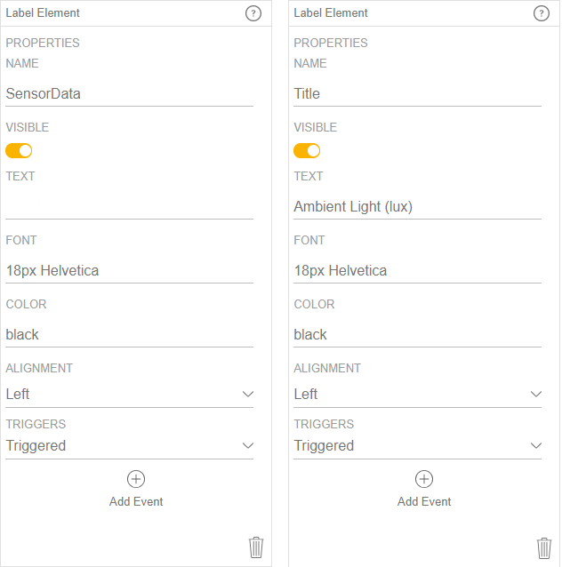 Figure 15.  Label Element Properties for Application
