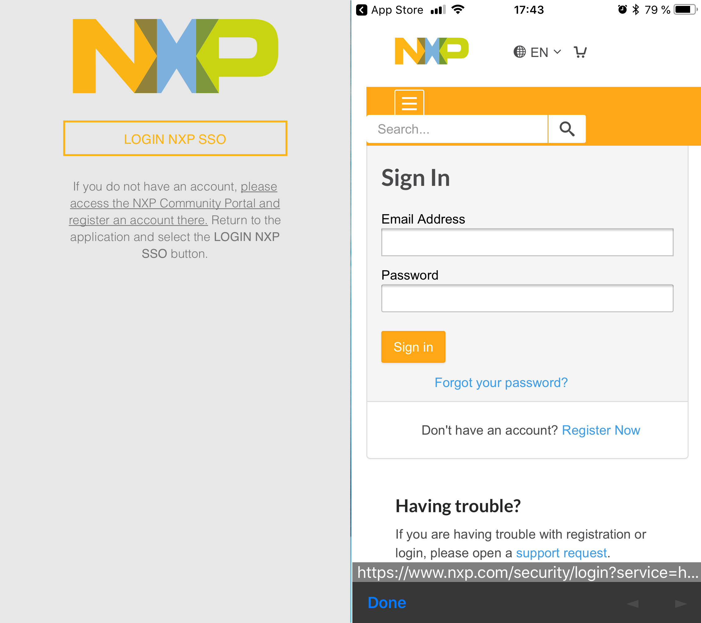 Figure 27.  Sign-in/up with Rapid IoT phone App