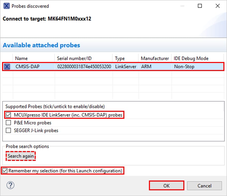 Figure 24.  Probe Selection Window