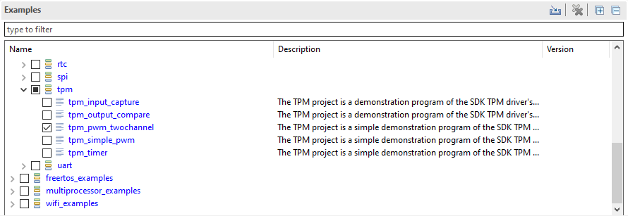 Clone an Example Project from MCUXpresso IDE