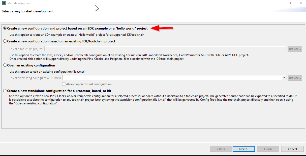 Clone an Example Project Using MCUXpresso Config Tools