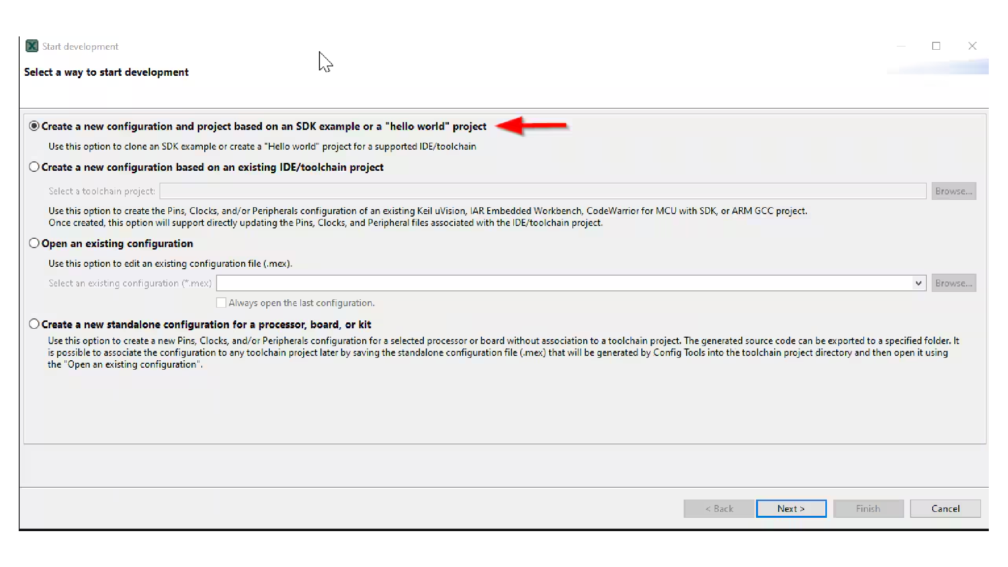 FRDM-MCXW71 Create a New Configuration
