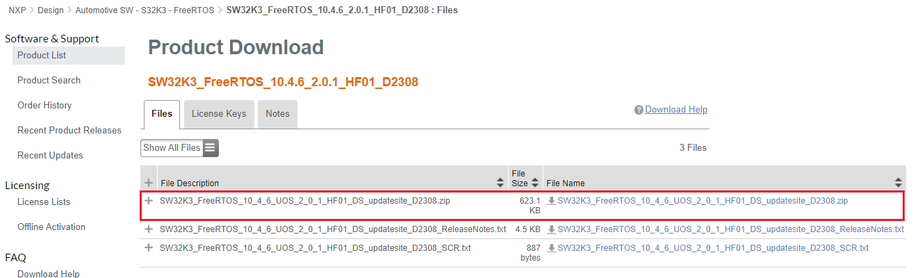 S32K3X4EVB-Q172 S32K3 FreeRTOS STDSW Update Site D2209