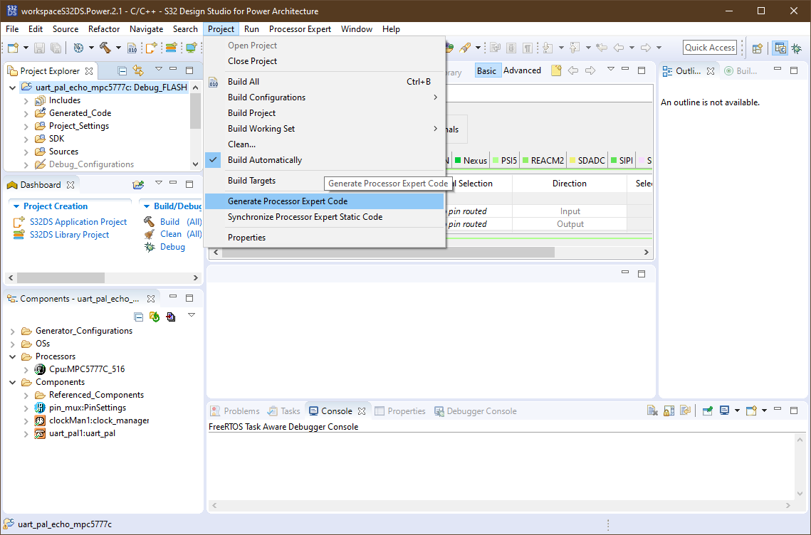 Generate Processor Expert Code 