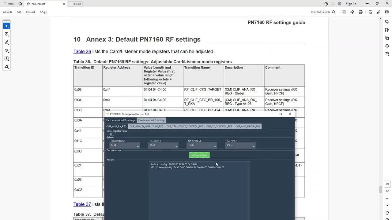 PN7160 RF Settings Command Builder Video 